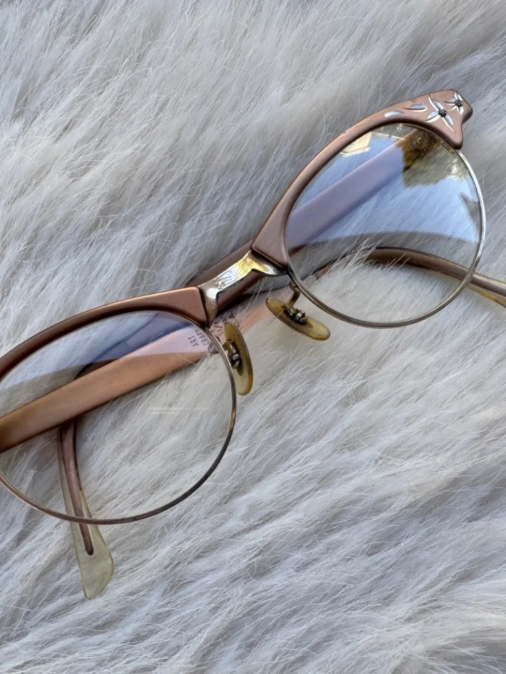 Vintage 1950's-1960's Cat-Eye Browline Eyeglasses Non Prescription Clear Glasses